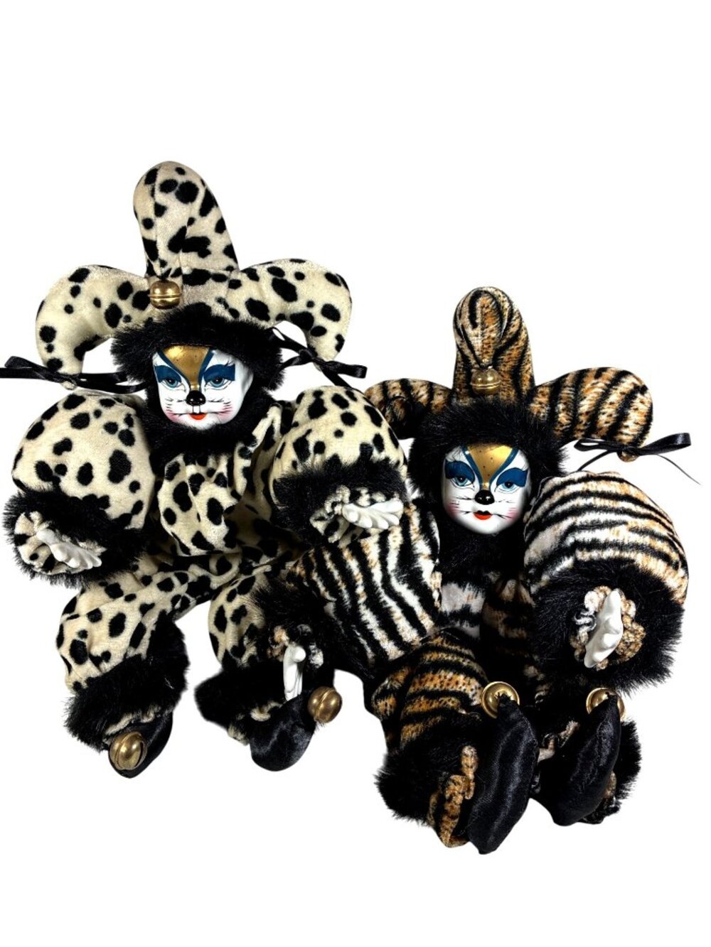 Vintage Venetian Harlequin Jester Doll Pair